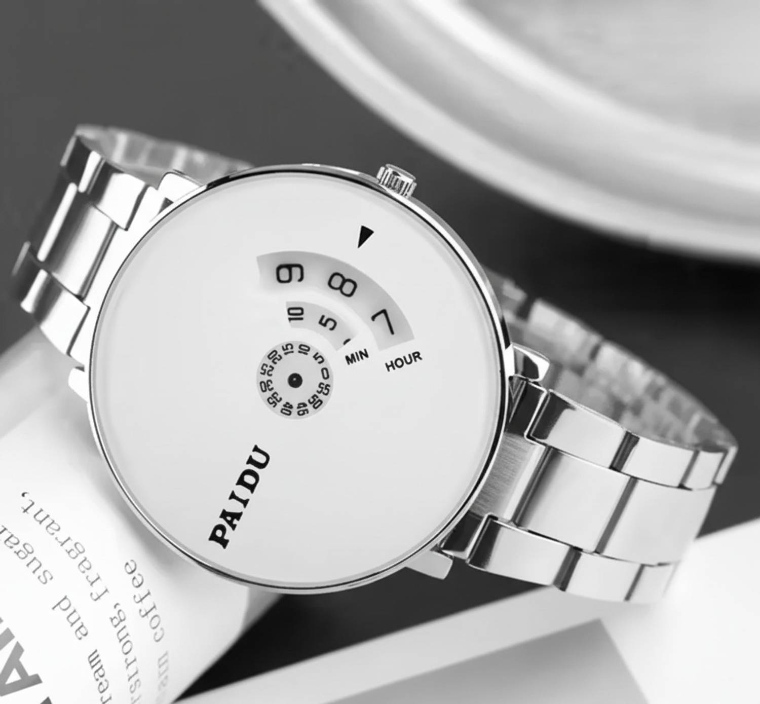 Bstar PAIDU Creative Rotating Dial Men's Watch - Silver Steel Strap 1 Analog Watch - For Men & Women