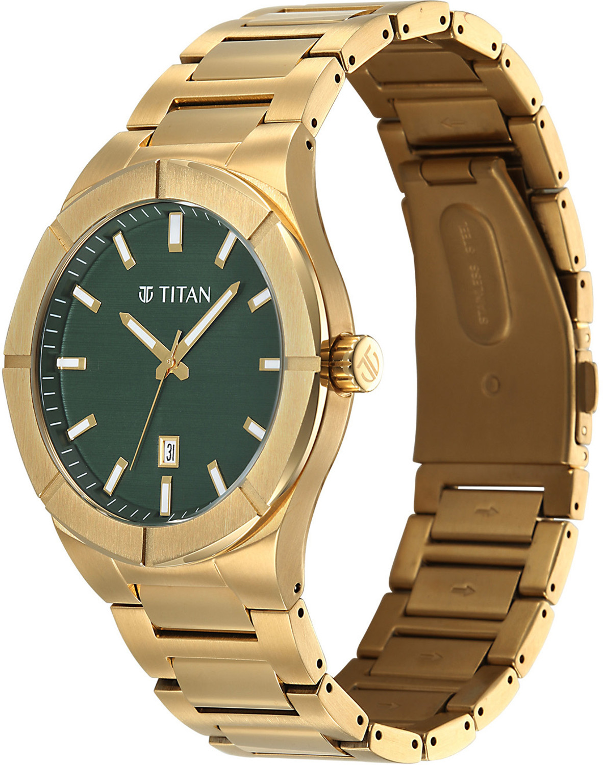 Image of Titan Regalia Marque Regalia Marque Analog with Green Dial Gold Strap Watch for Men Analog Watch - For Men