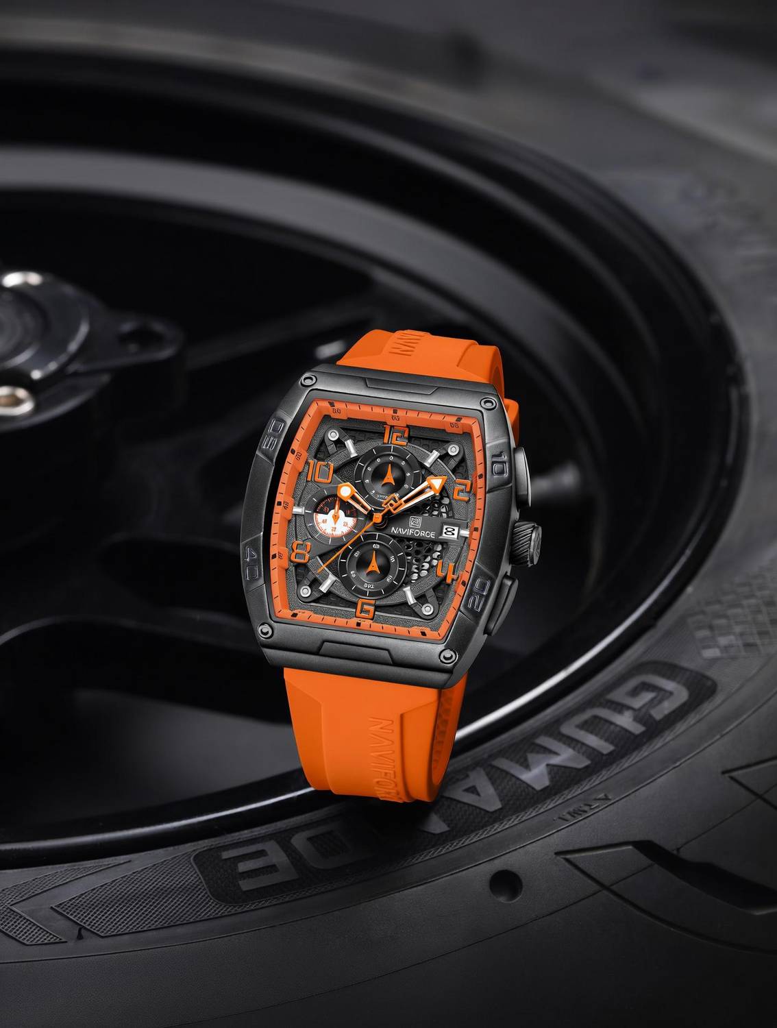 NAVIFORCE NF8052 Orange Luminous Chronograph Watch - Image 1