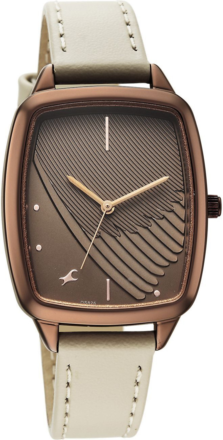 Image of Fastrack Wild Wild Bird Feather Brown Dial Brown Genuine leather Strap Analog Watch - For Women