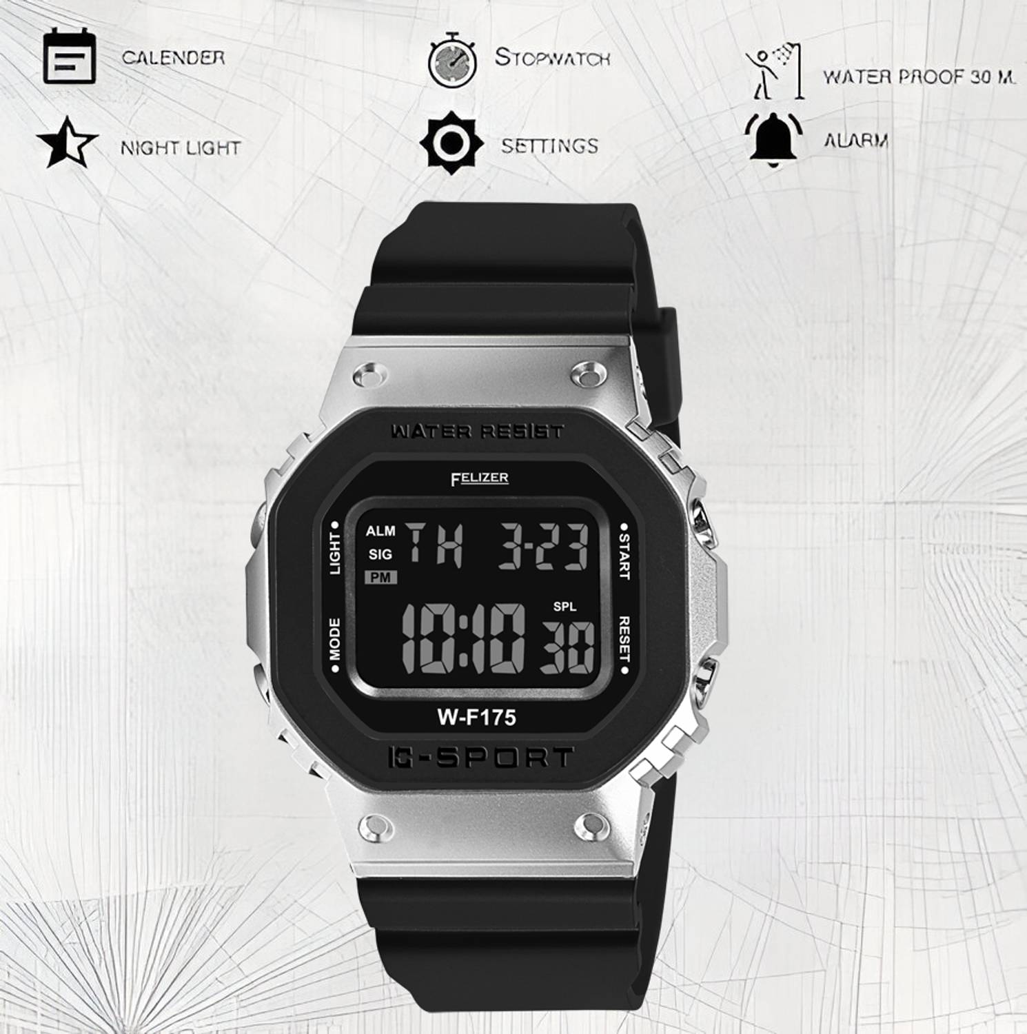 Felizer Ultra Slim Square Digital Watch - Image 5