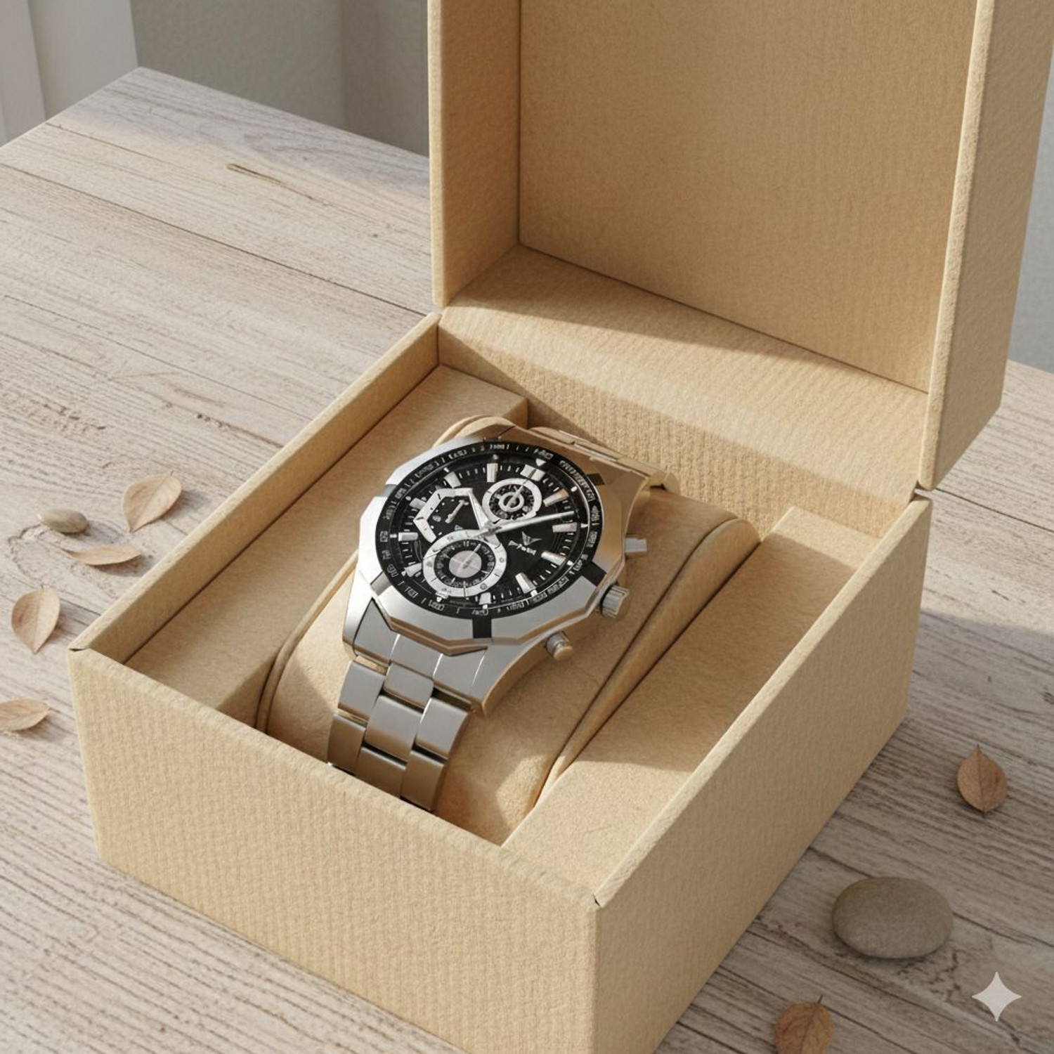 Image of FNBSTORE EDY-SlvBlack-1801 EDY-SlvBlack-1801 Analog Watch - For Men