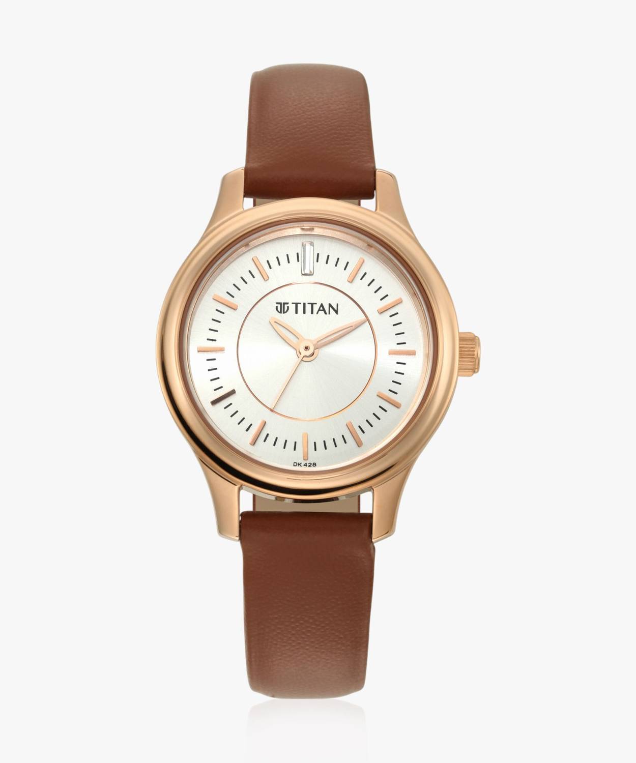 Titan 2638WL01 Quartz Silver Dial Brown Leather Strap Watch for Women - Image 3