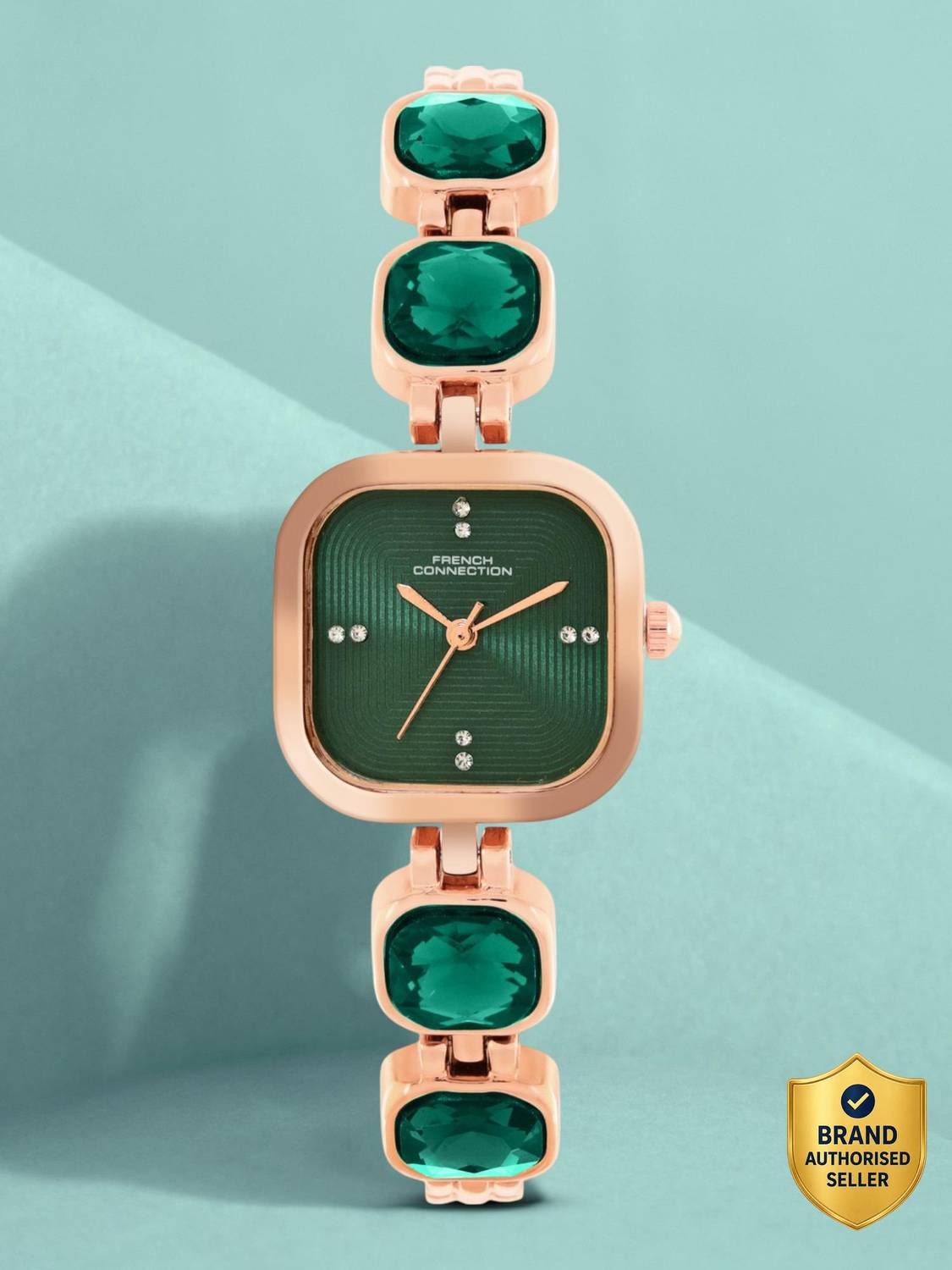 French Connection Square Dial Square Dial Stone on Strap Analog Watch  - For Women price history chart and lowest price