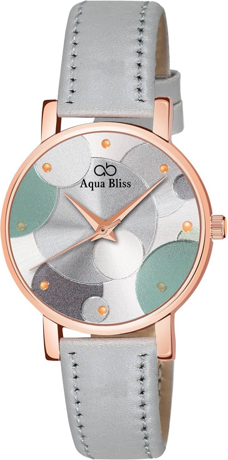 AquaBliss Grey Dial Grey Leather Analog Watch - For Women