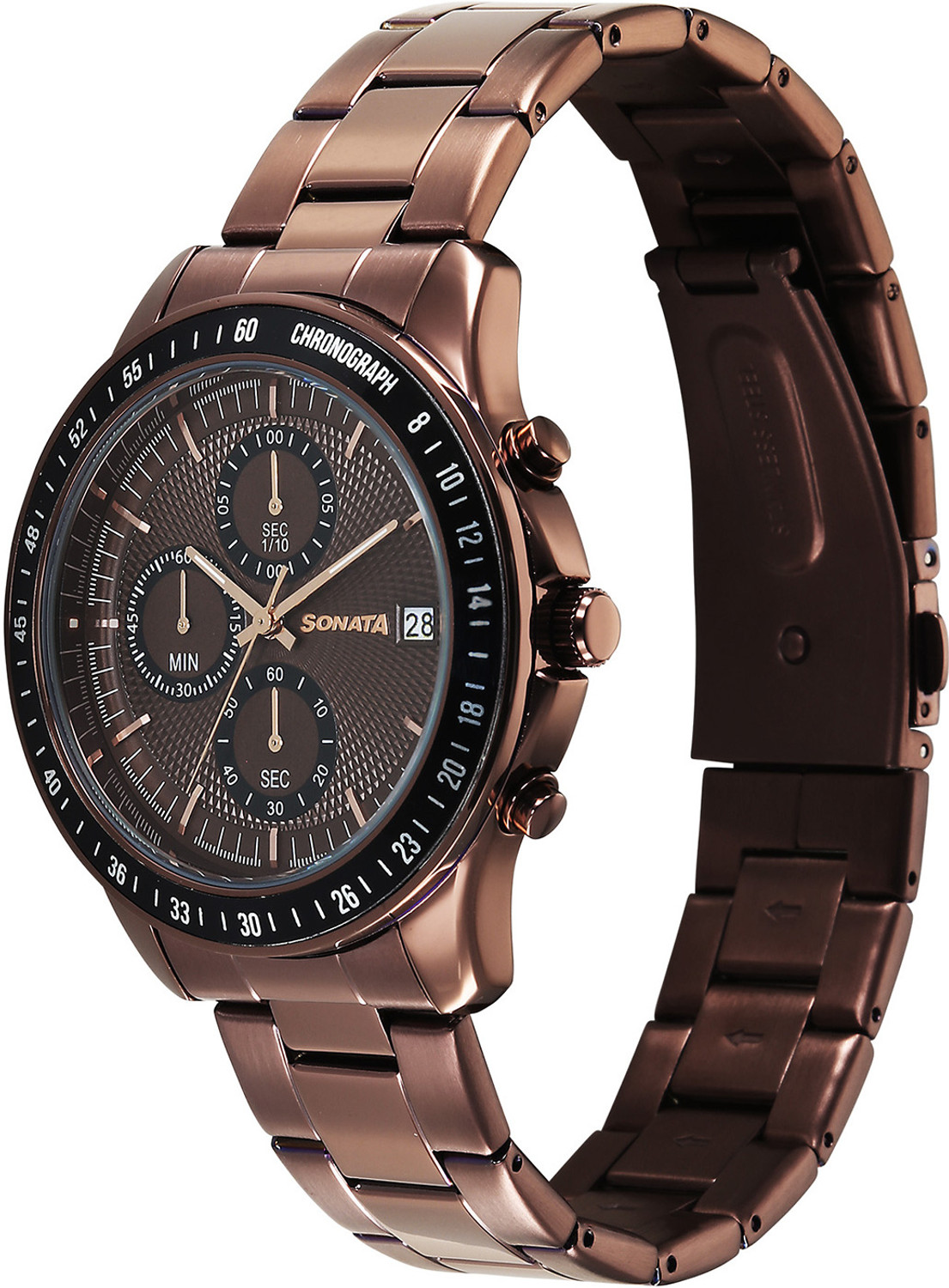 Image of SONATA Chronos Sonata Chronos Quartz Brown Round Dial Men's Watch / Analog Watch - For Men