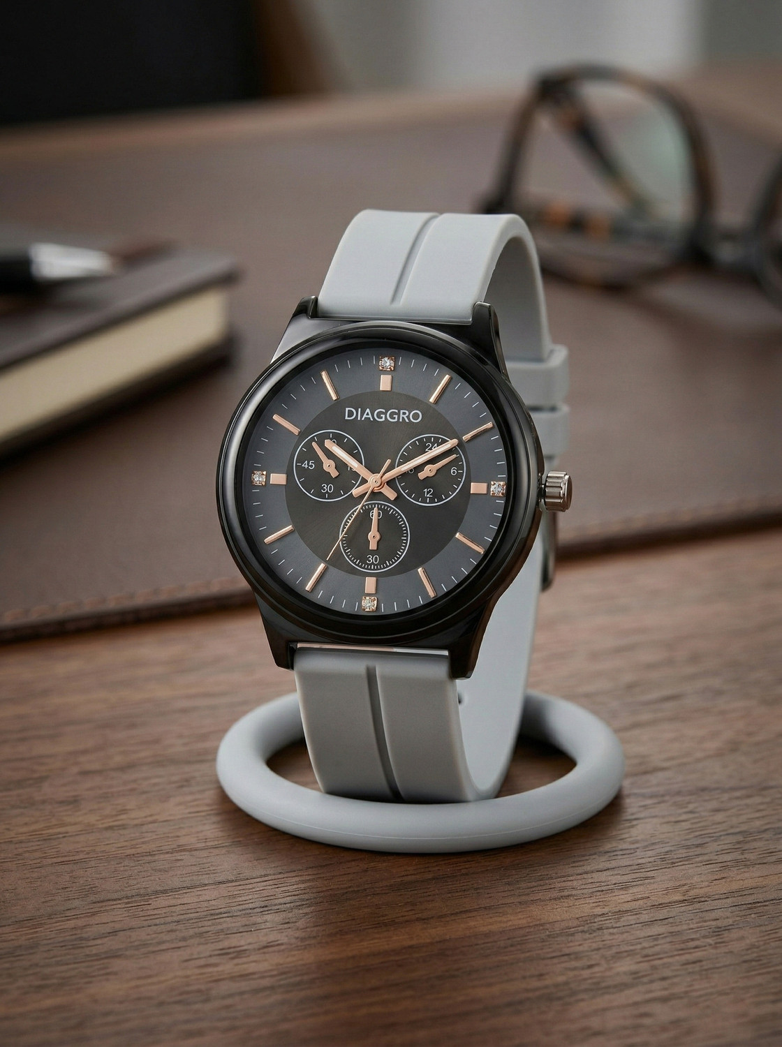 Image of Diaggro 6054GR Silicone Strap Black Analog Watch For Men Analog Watch - For Men
