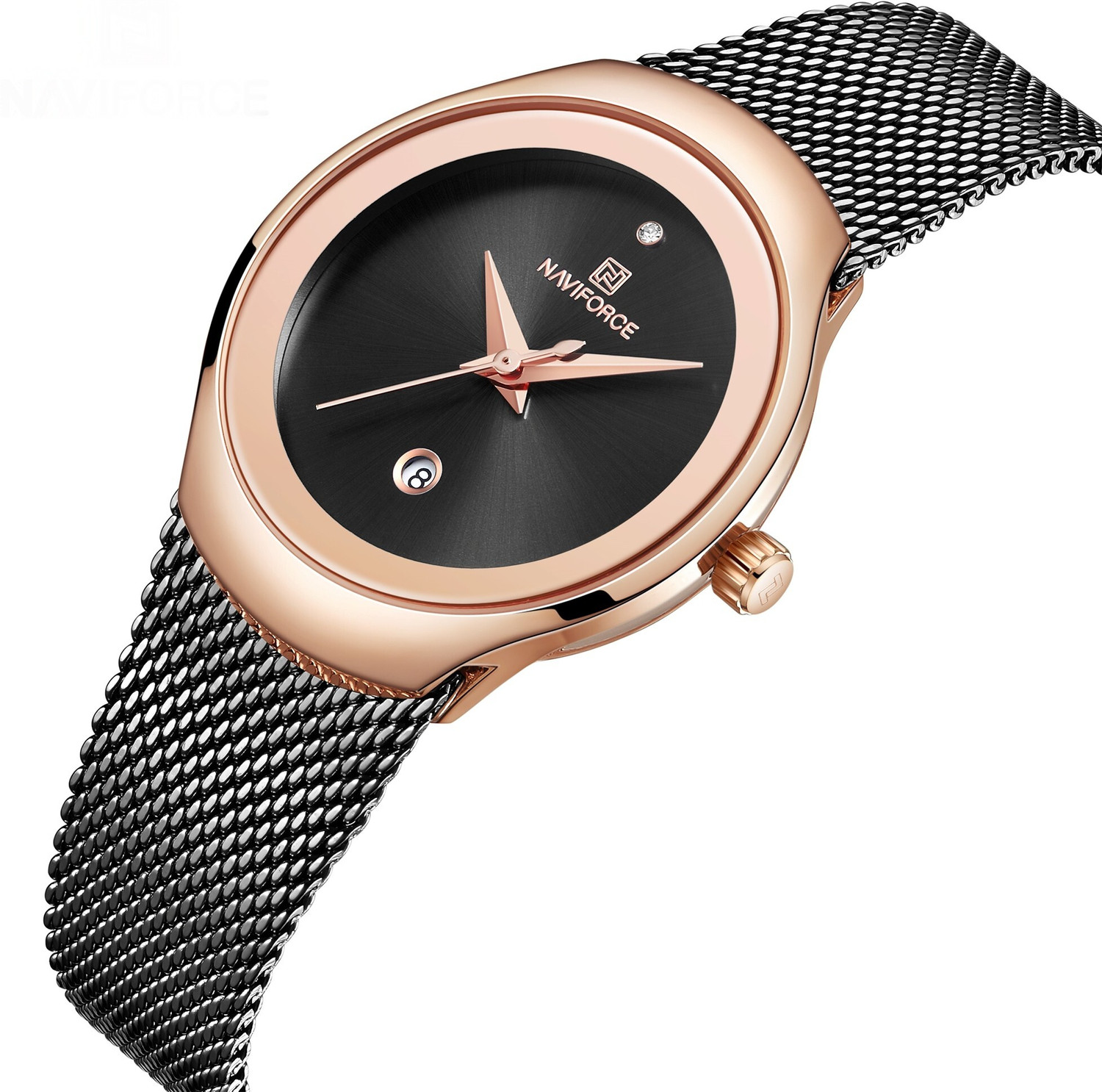 Image of NAVIFORCE 5004 Japanese Quartz Stainless Steel Mesh Strap Elegant Waterproof Wristwatch Analog Watch - For Women