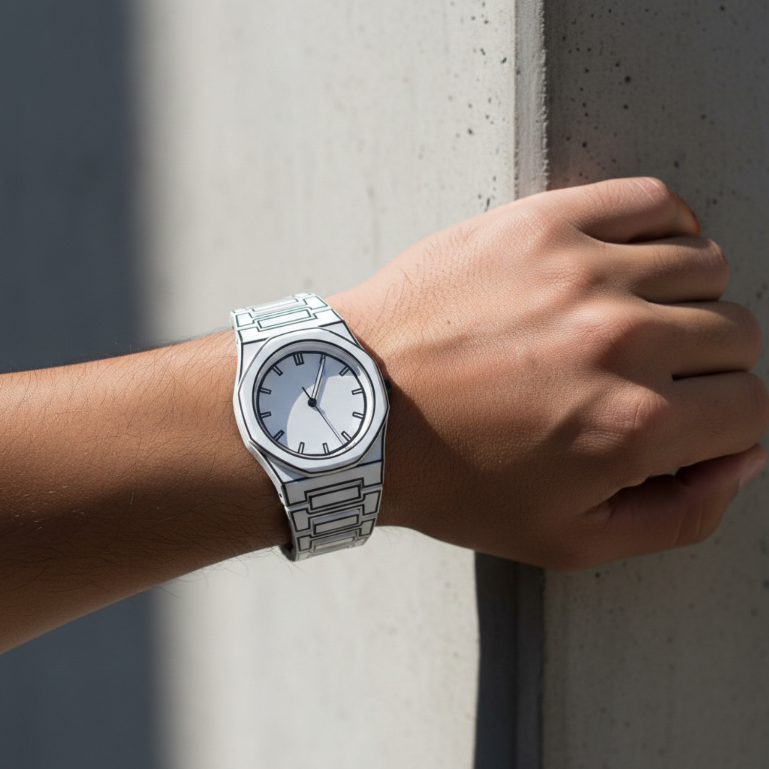 Image of PAPIO White Color Polycarbonate Strap Boys Analog Watch - For Men MN-258 WH-BLK