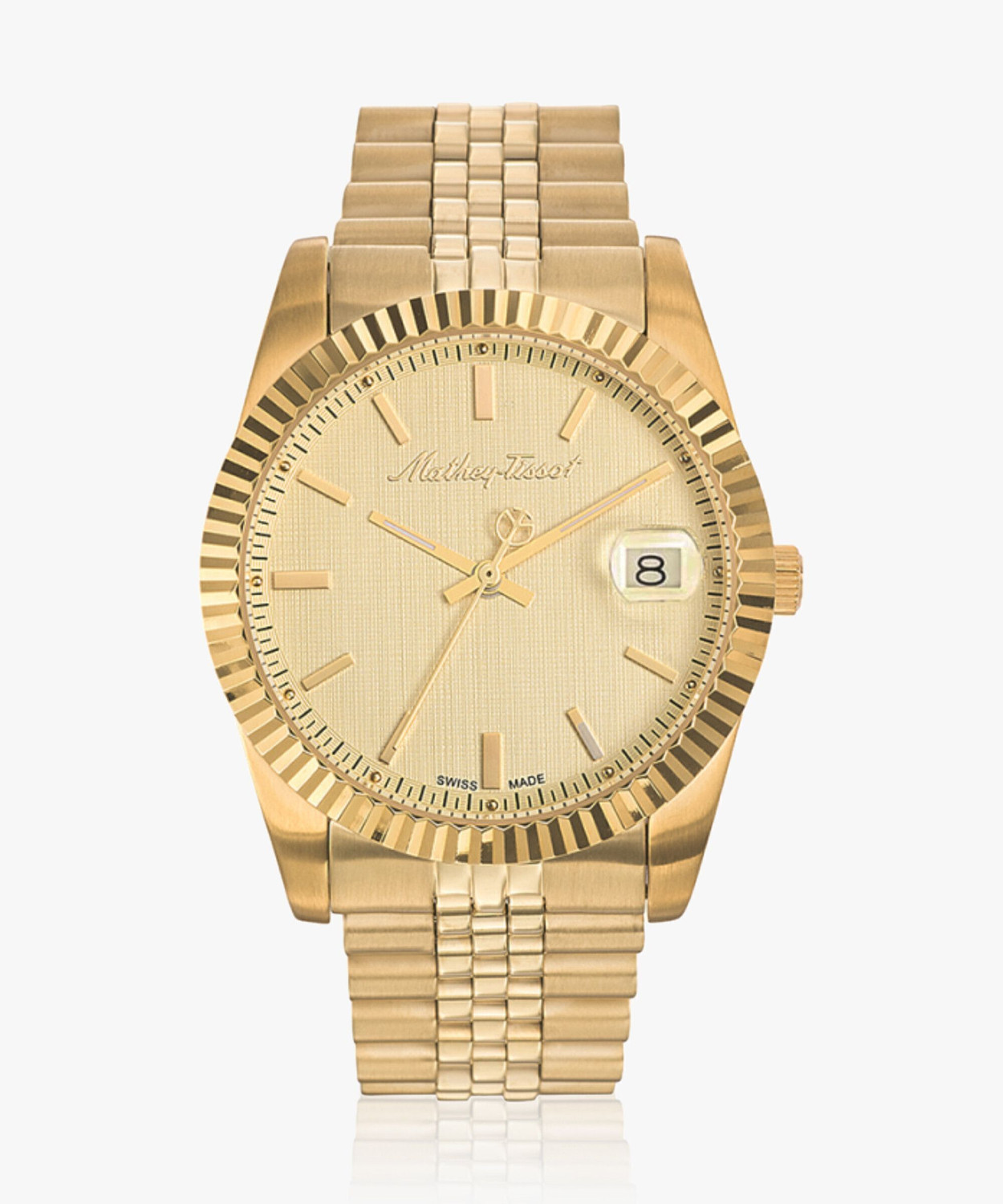 Image of Mathey-Tissot H810PDI Swiss Made Mathy III Quartz Ronda 515 H3 Movement Gold Dial Analog Watch - For Men