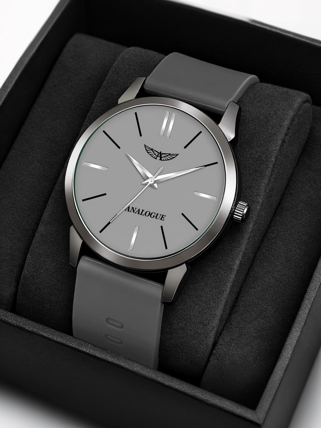 Image of ANALOGUE Gun Metal Slim Series | Smart Watch Strap | Smart Clip | Soft Silicon Gun Metal Slim Series | Smart Watch Strap | Smart Clip | Soft Silicon Analog Watch - For Men