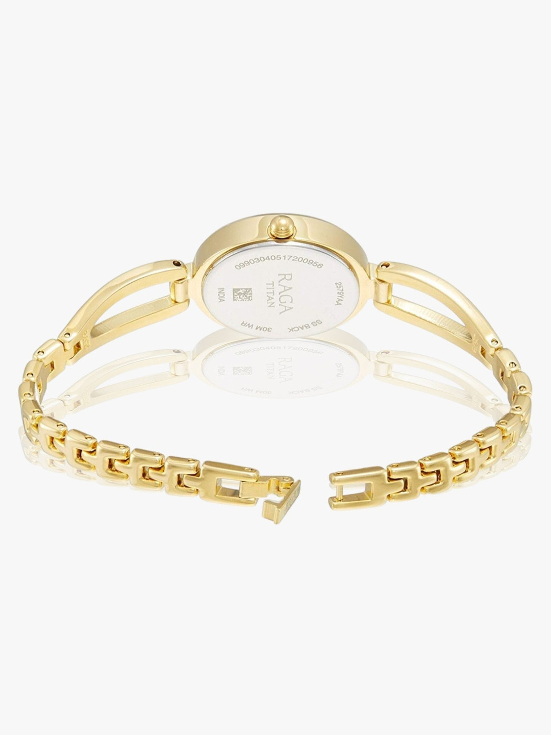 Image of Titan NP2579YM01 Titan Raga Viva Champagne Dial Gold Metal Strap Analog Watch - For Women
