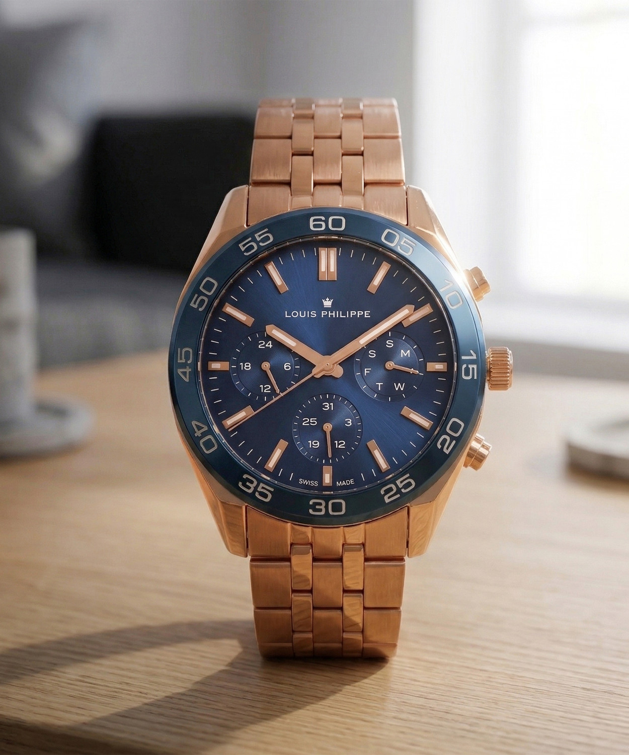 Image of Louis Philippe Multifunction Blue Dial Analog Watch Analog Watch - For Men