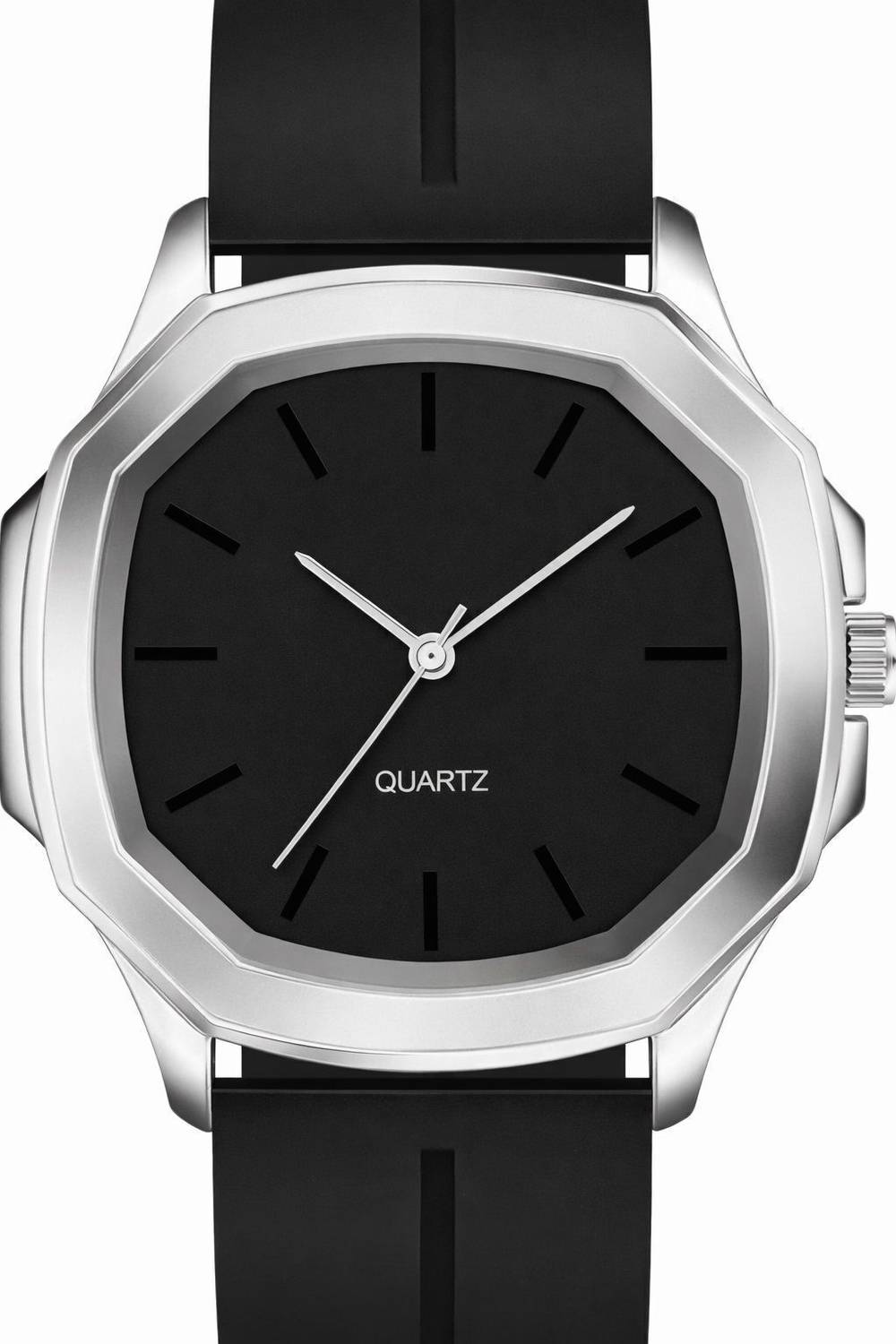 PRAIZY Square Dial Silicone Strap Analog Watch - Men - Image 2