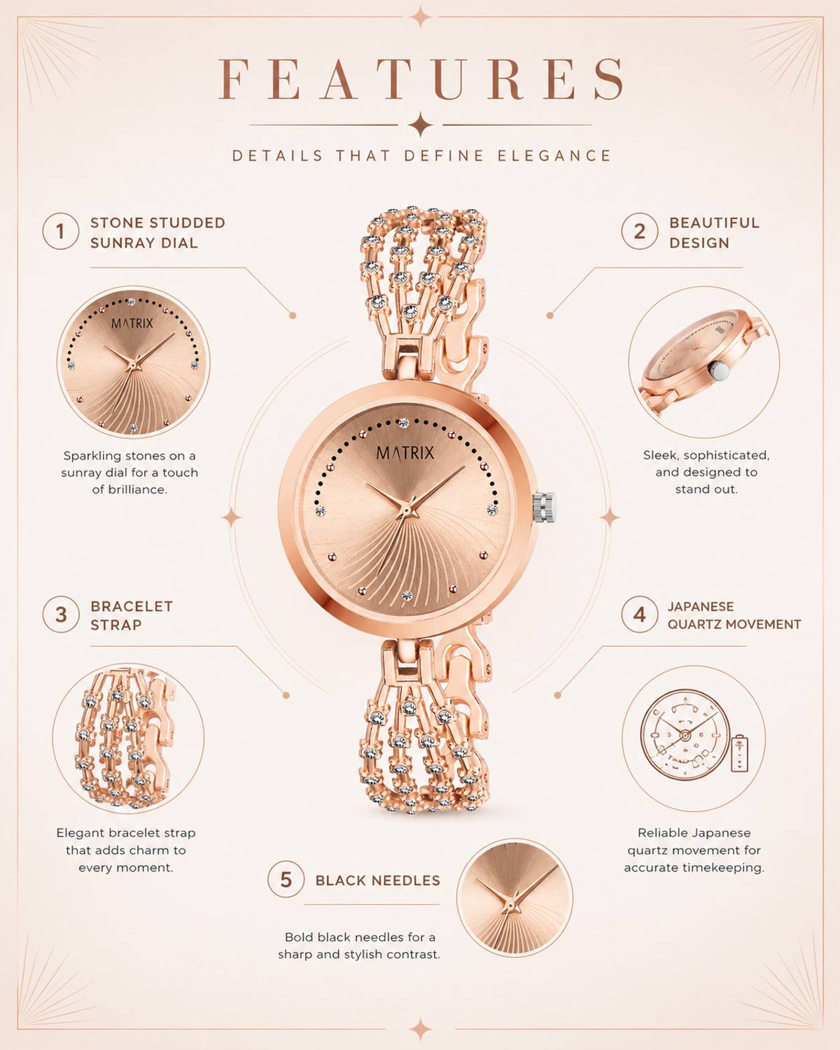 MATRIX Bracelet Style Analog Watch - For Women Bracelet