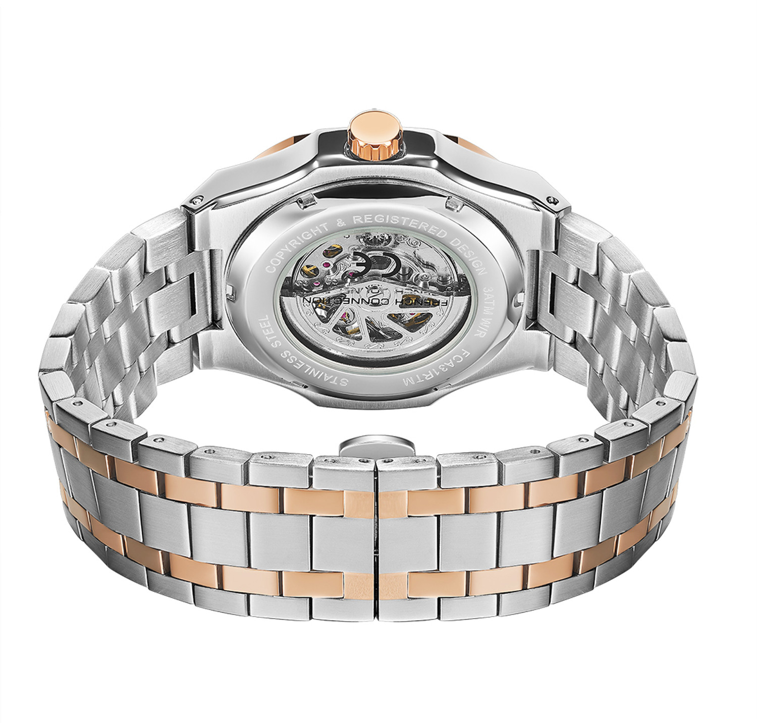 Image of French Connection French Connection Skeleton Dial Stainless Steel Automatic Watch for Men Analog Watch - For Men