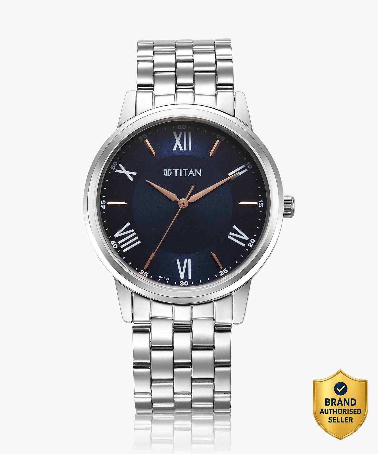 Titan Karishma Blue Dial Silver Stainless Steel Strap Analog Watch - Image 1