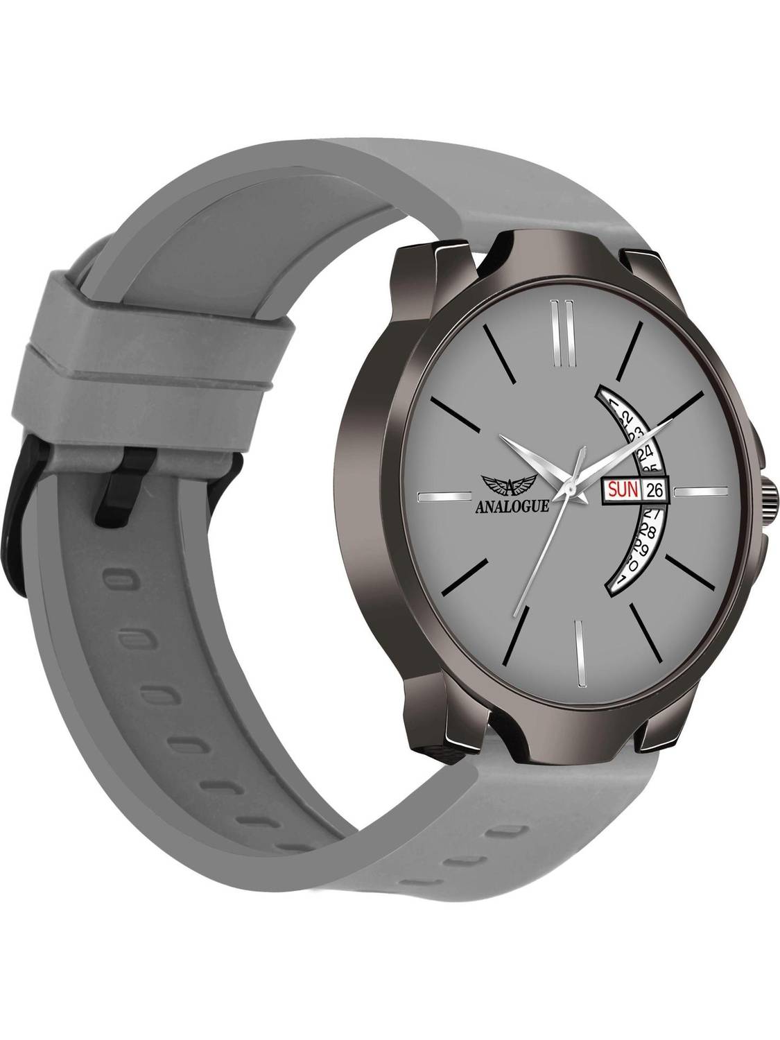ANALOGUE Gun Metal Series | Smart Watch Strap | 3D Glass | Smart Clip | Day & Date Gun Metal Series | Smart Watch Strap | 3D Glass | Smart Clip | Day & Date Analog Watch - For Men