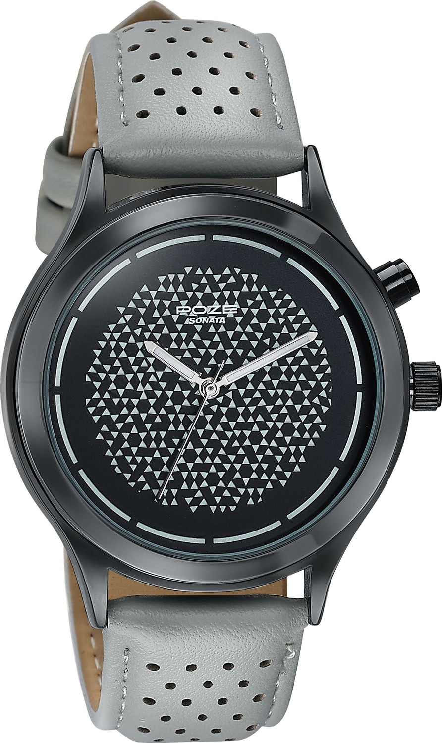 Image of SONATA Poze 8 Sonata Poze 8 EL Glow Watch Grey Dial Grey PU Leather Strap Analog Watch - For Men