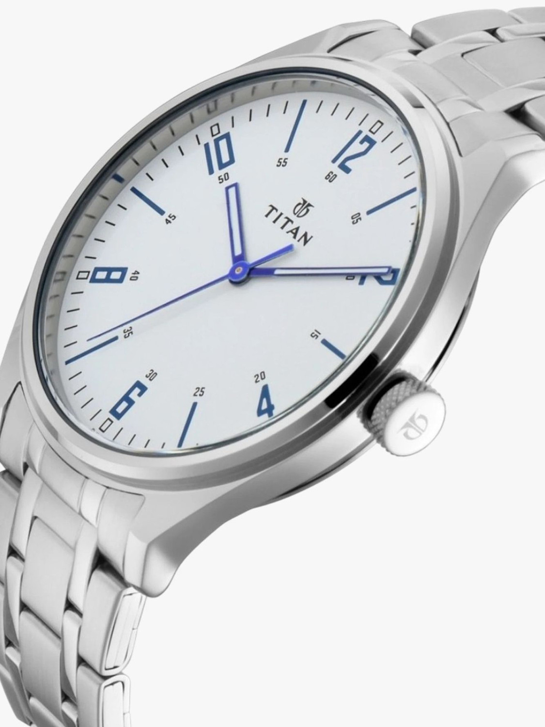 Image of Titan NP1802SM01 Titan Workwear Urban Edge White Dial Silver MetalStrap Analog Watch - For Men