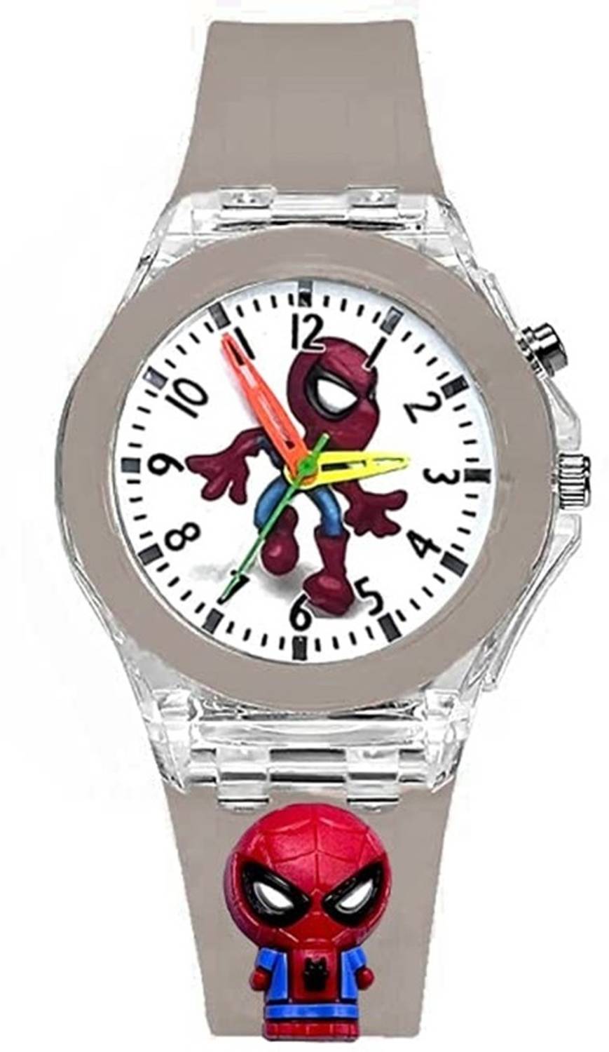 Prozo Spider Man Grey Spider Man Grey Kids Analouge Multi-color Light Cute 3D Cartoon Analog Watch - For Boys & Girls