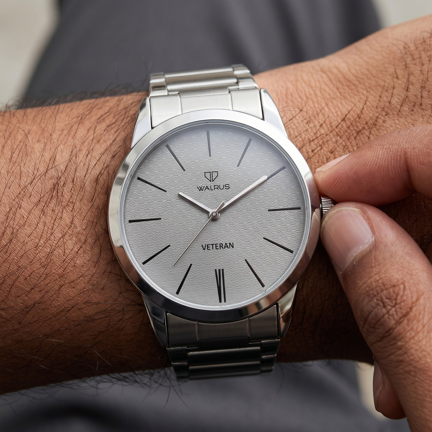 Image of Walrus Lo-Polo-103WASS Walrus Medium Size Grey Dial Adjustable Stainless Steel Strap Analog Watch - For Men & Women