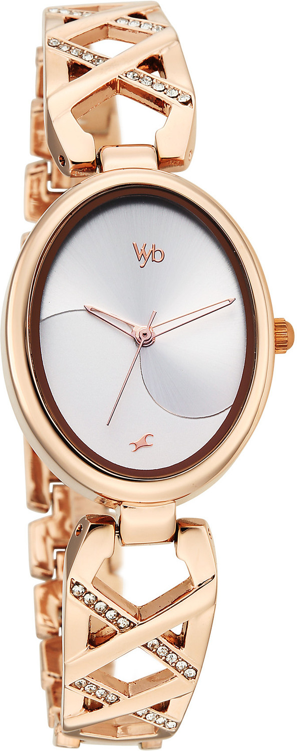Image of Fastrack Vyb Charmer Fastrack Vyb Charmer Quartz Silver Dial Rose Gold Strap Analog Watch - For Women