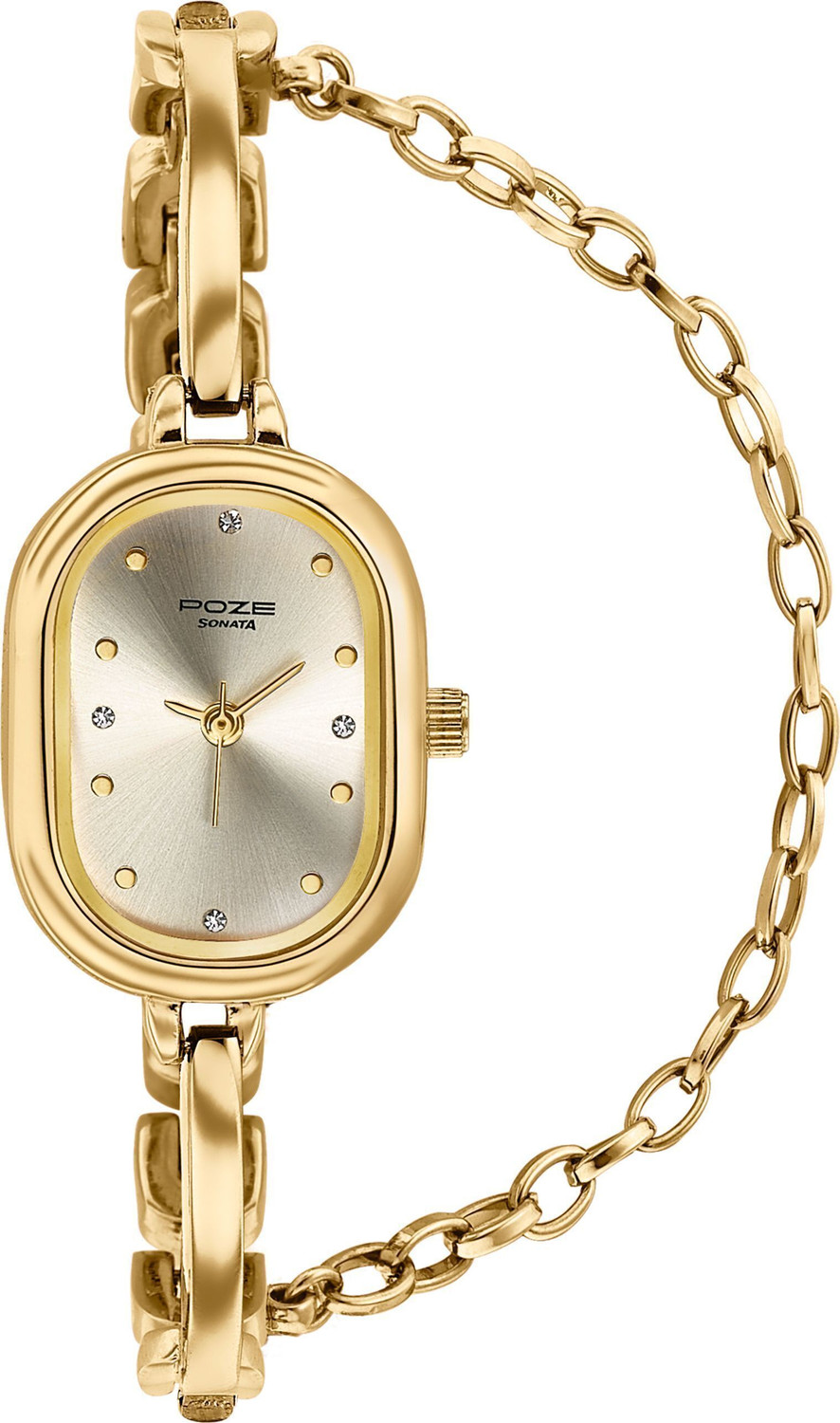 Image of SONATA Poze 8 Poze 8 Quartz Gold Dial with Jewellery Accessory Analog Watch - For Women
