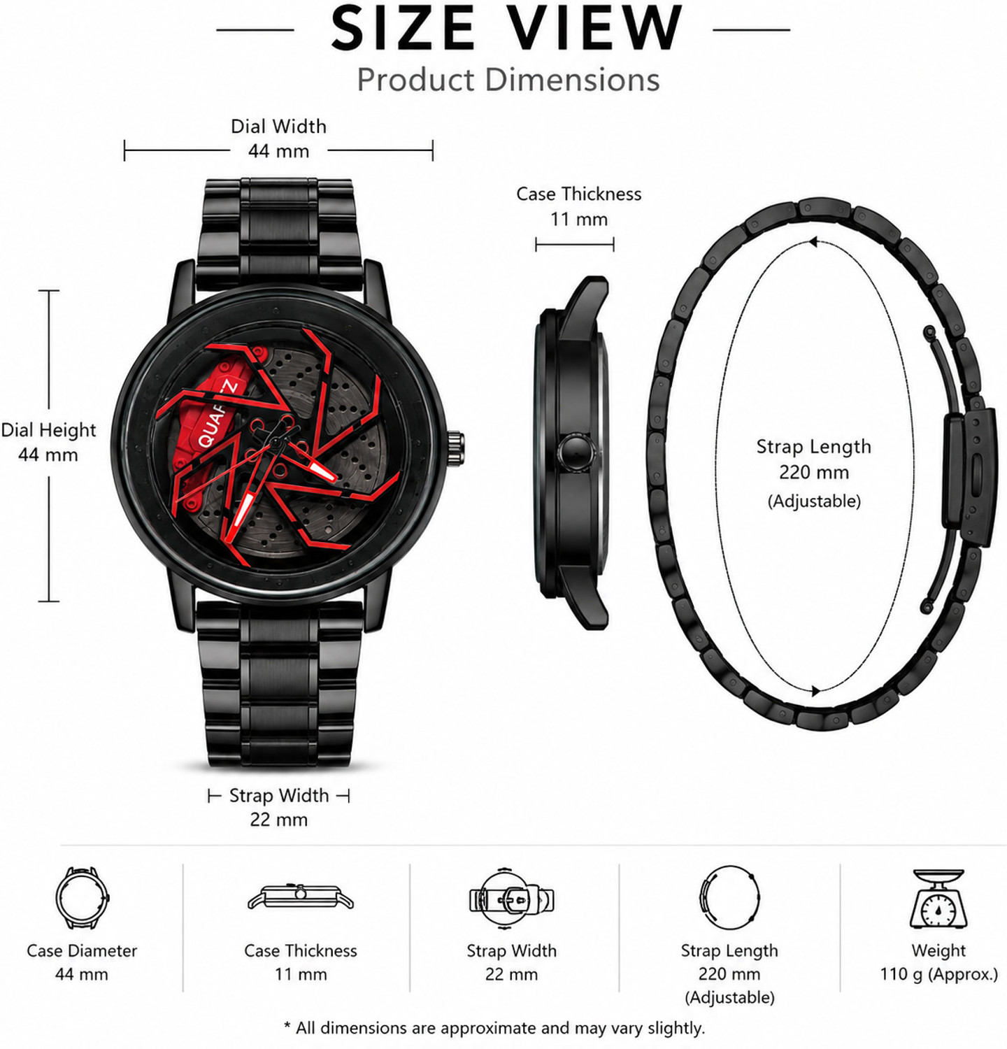Image of QABILA Urban Edge Black Red Skeleton Analog Watch Urban Edge Series Analog Watch - For Men
