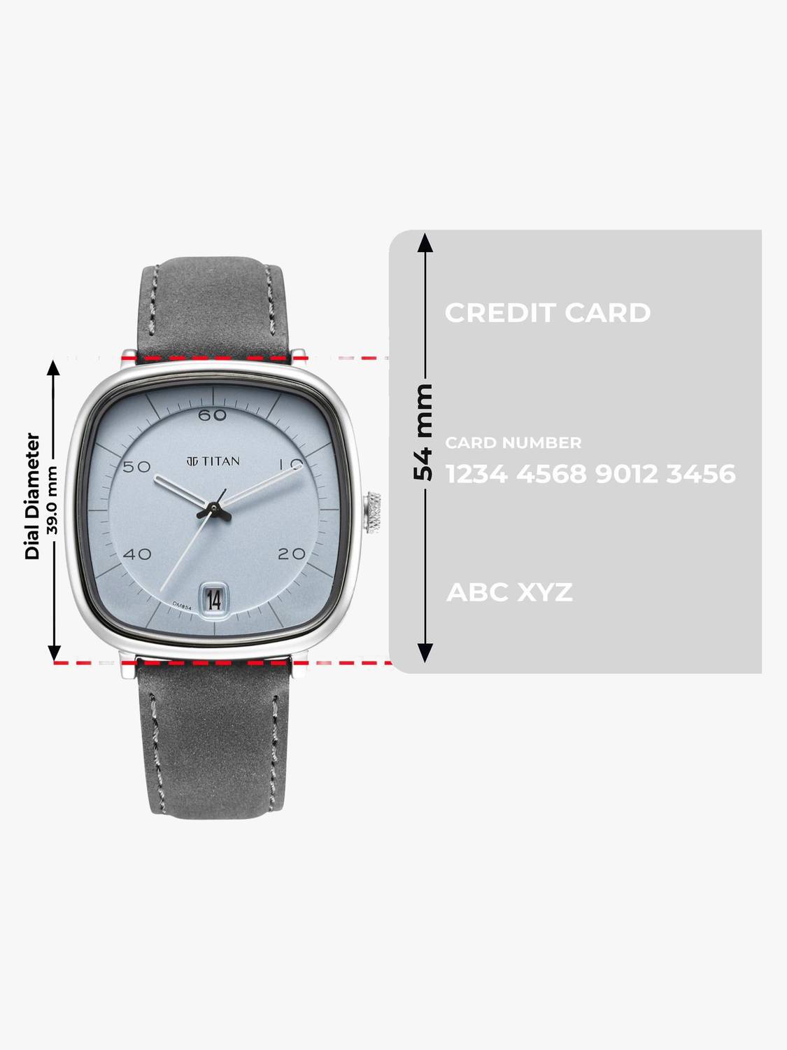 Titan Neo Curve Blue Dial Grey Leather Watch - Image 4