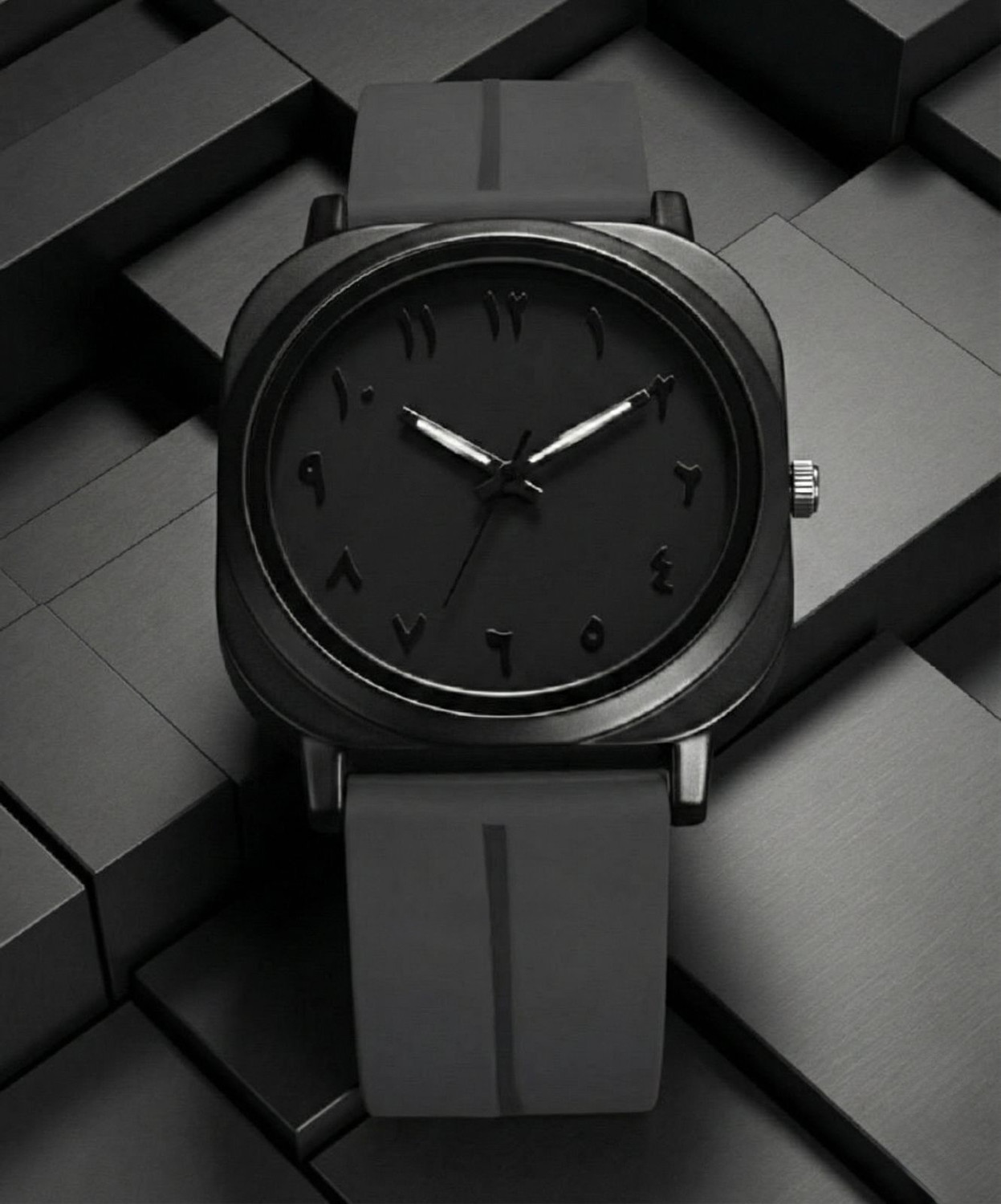 Image of Shivark SL-59 Silicone Strap And Arabian Black Dial Analog Watch - For Men