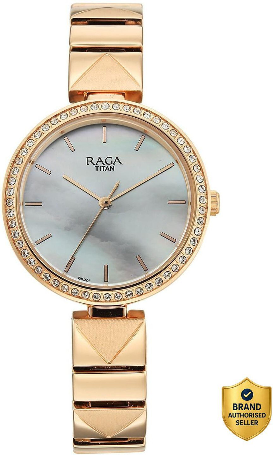 Image of Titan Raga Allure Raga Allure Quartz White MOP Dial Rose Gold Brass Solid Link Strap Analog Watch - For Women