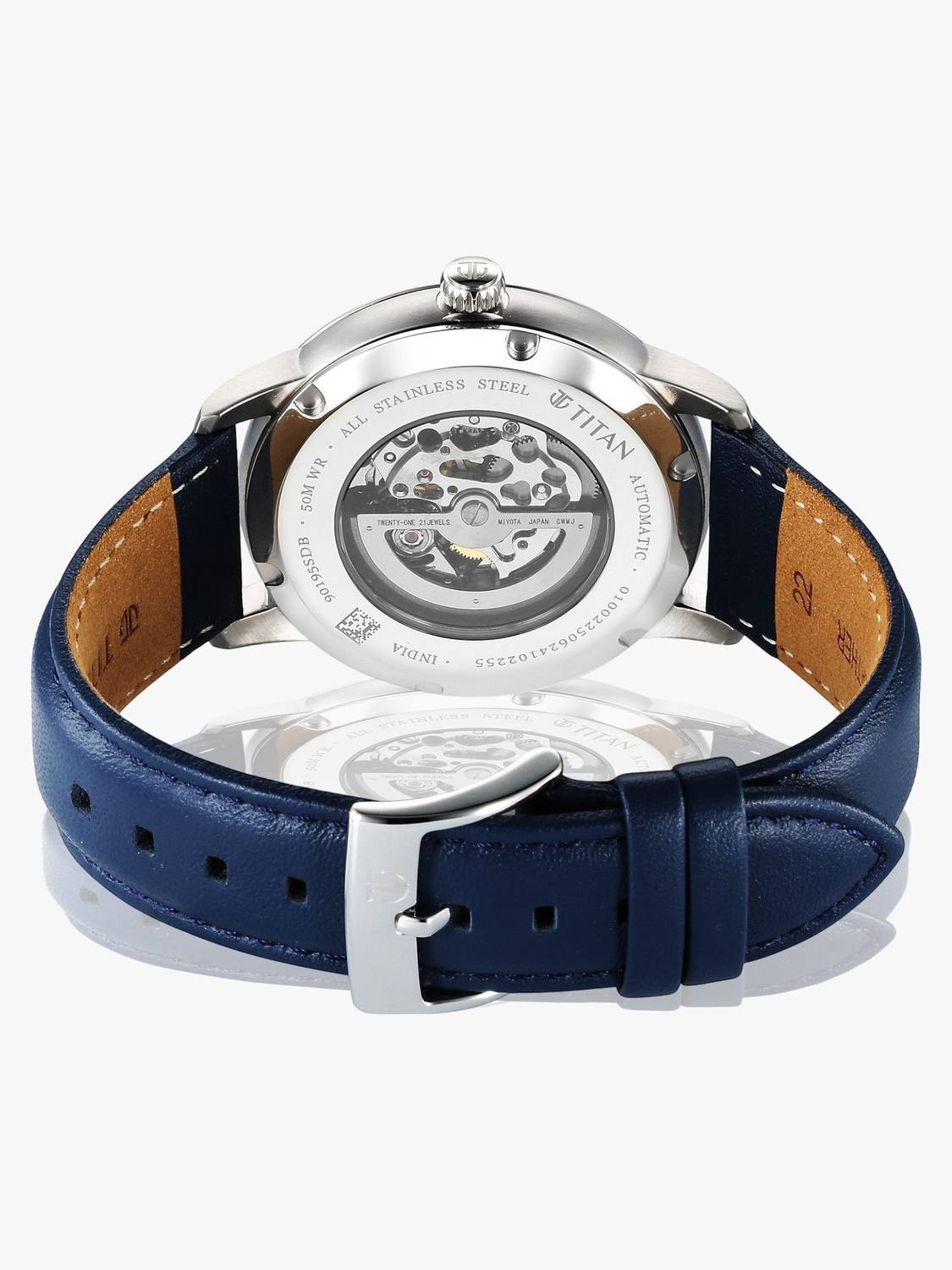 Titan Mechanical Automatic Midnight Blue Dial Blue Leather Strap - Image 5