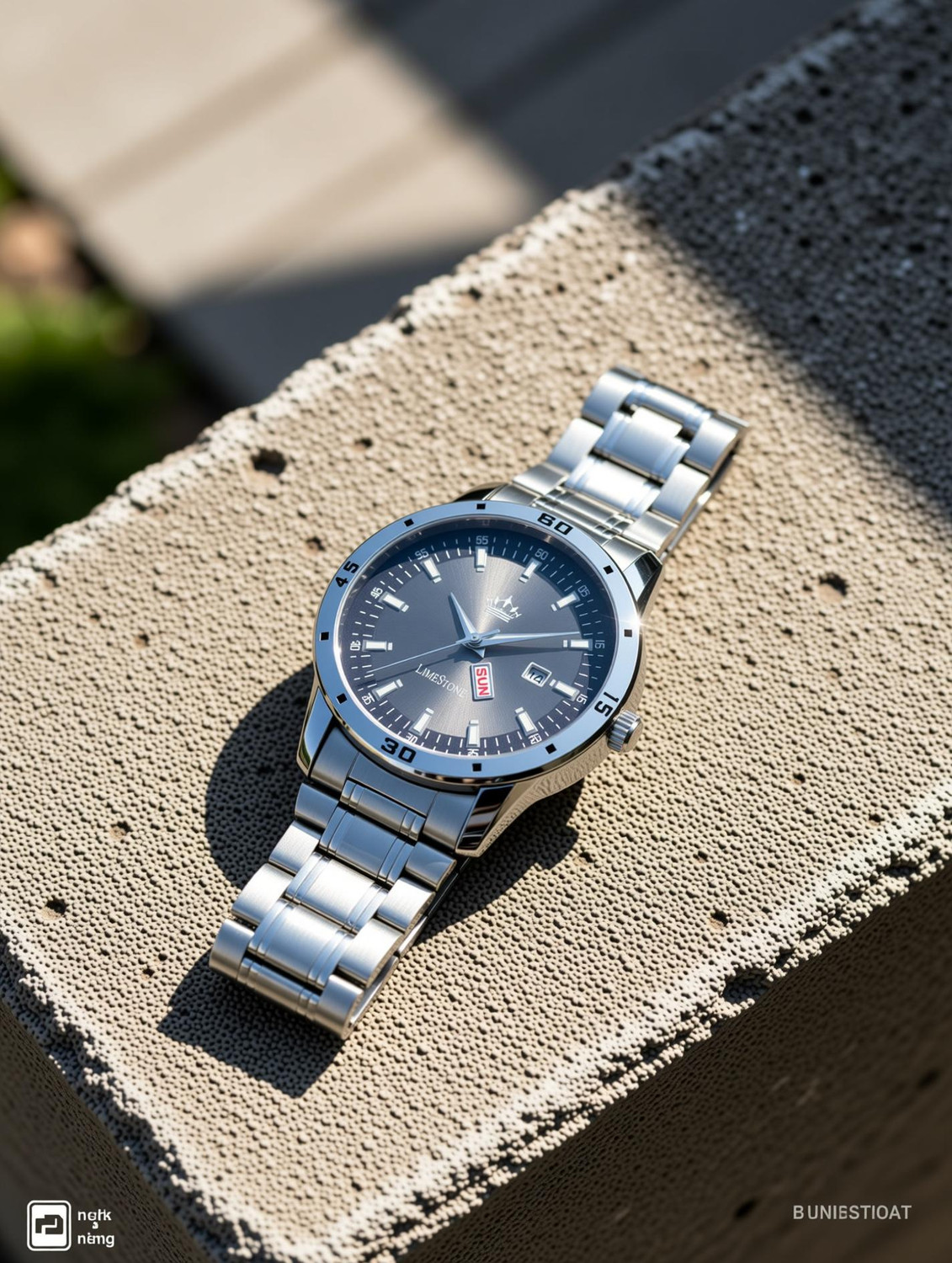 Image of LIMESTONE Day and Date Functioning Stainless Steel Quartz Analog Watch - For Men
