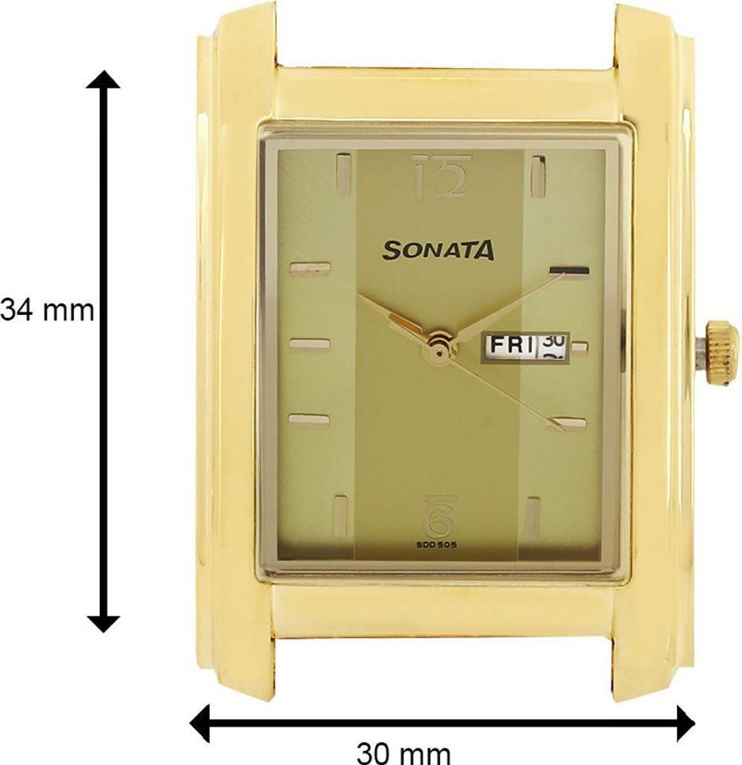 Image of SONATA NP7953YM04 Sonata With Day & Date Champagne Dial Gold Stainless Steel Strap Analog Watch - For Men