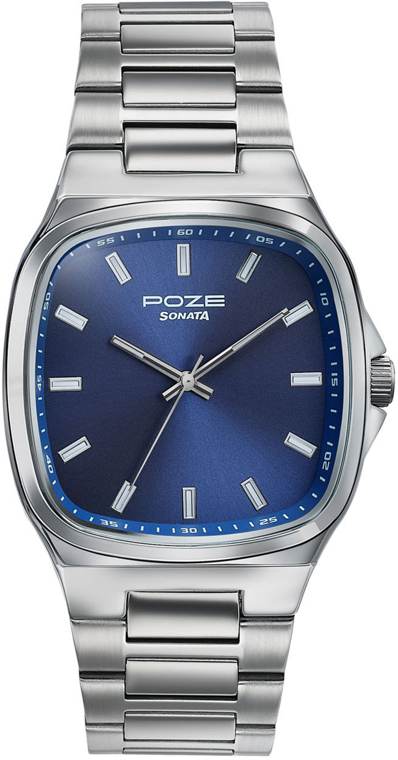 Image of SONATA Poze Drop 9.2 Poze 9 Quartz Blue Dial IPS Sheet Metal Strap Analog Watch - For Men