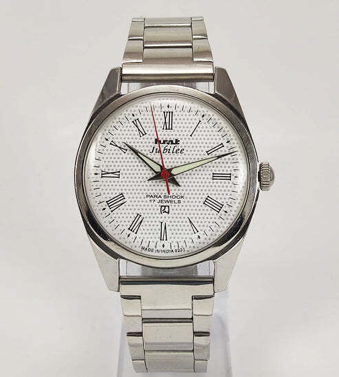 Image of TimeNest Classic | Dress | Formal | Luxury HMT Jubilee Para Shock 17 Jewels White Dial Analog Watch - For Men
