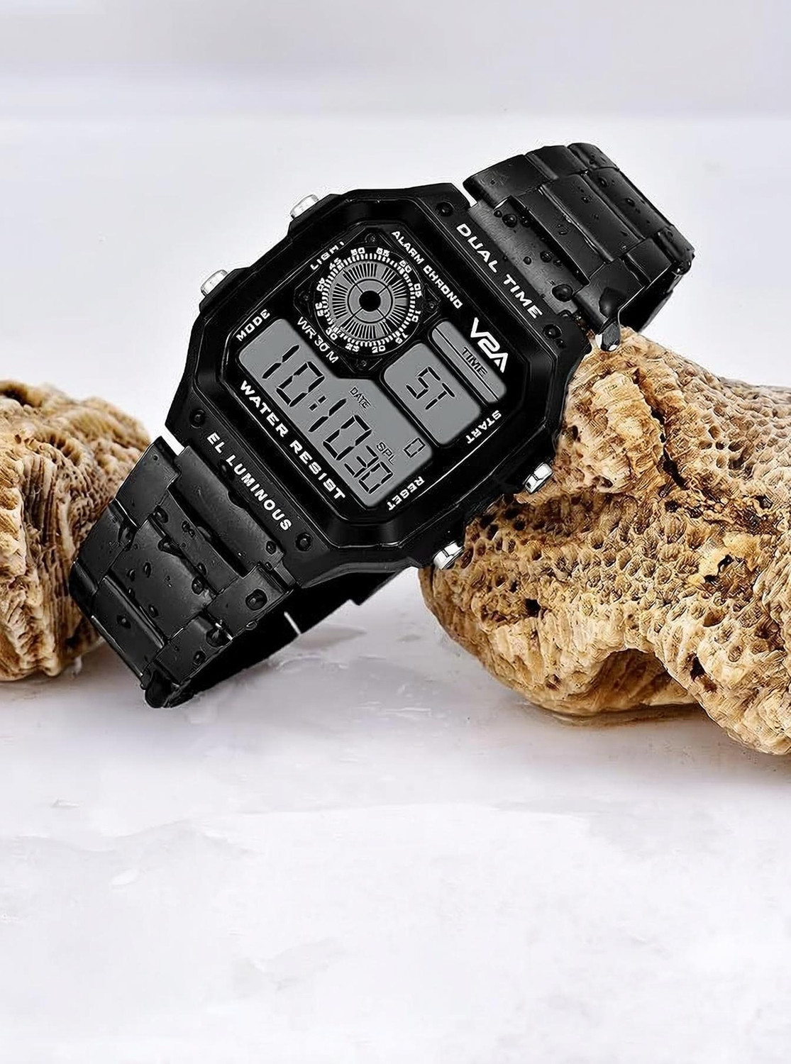 Image of V2A Stainless Steel Unisex Digital Sports Watch Multifunction Digital Watch - For Men