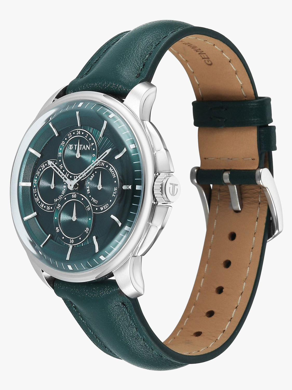 Image of Titan Titan Classique Four Eye Multifunction Titan Classique Four Eye Multifunction Green Dial Watch for Men Analog Watch - For Men