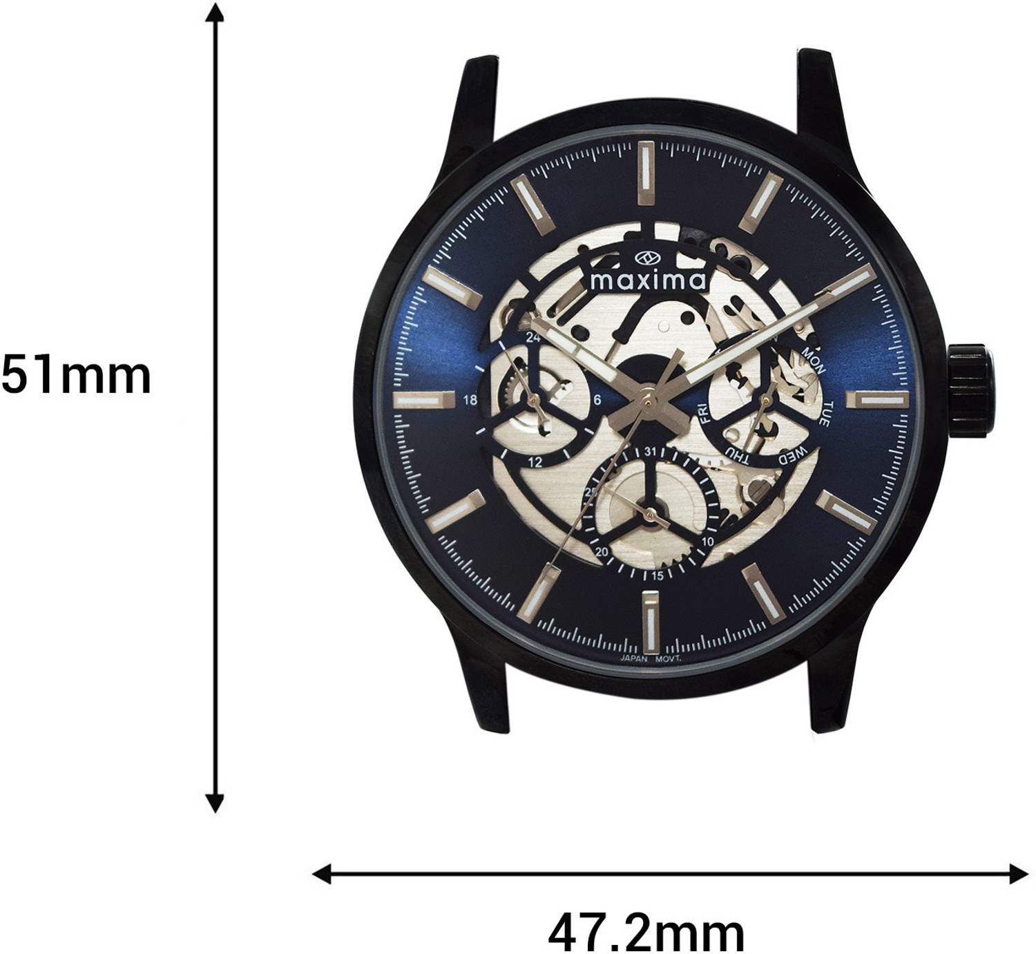 Image of MAXIMA Apex Collection Apex Men's Skeleton Analog Watch Blue Dial Black Metal Strap Analog Watch - For Men