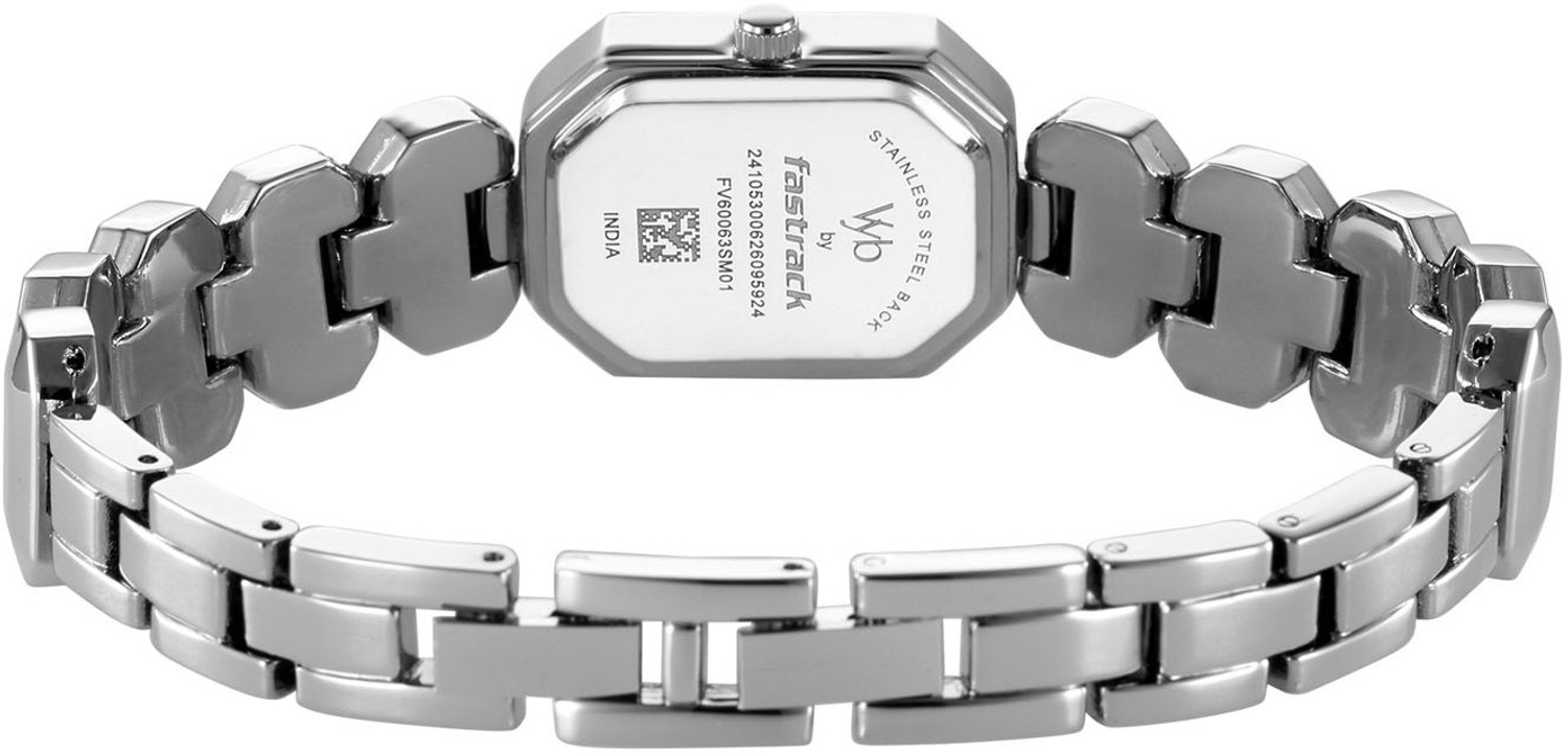 Image of Fastrack Vyb Celeste 3 Hands Silver Dial Steel Alloy Strap Analog Watch - For Girls FV60063SM01W