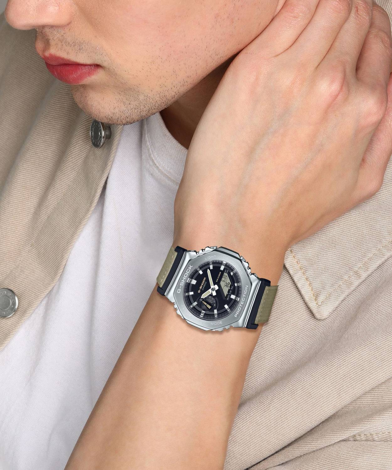 CASIO GM-2100C-5ADR G-SHOCK Black Dial Brown Cloth Band Watch - Image 2