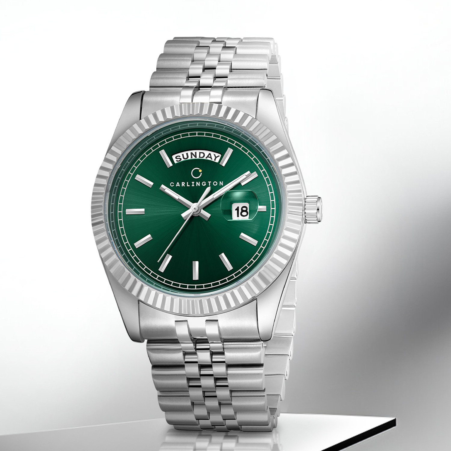 Image of Carlington CT 8888 Steel Green Exclusive Series Premium Gents Wrist Watches Analog Watch - For Men