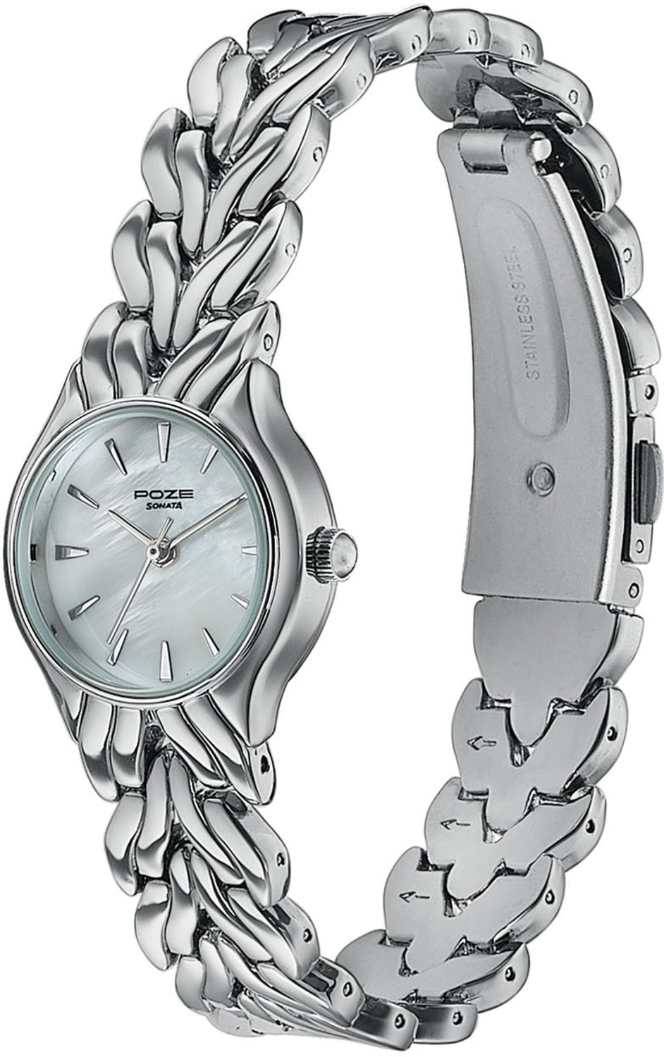 Image of SONATA Poze Drop 9.2 Poze 9 Quartz White Dial IPS Solid Link Strap Analog Watch - For Women