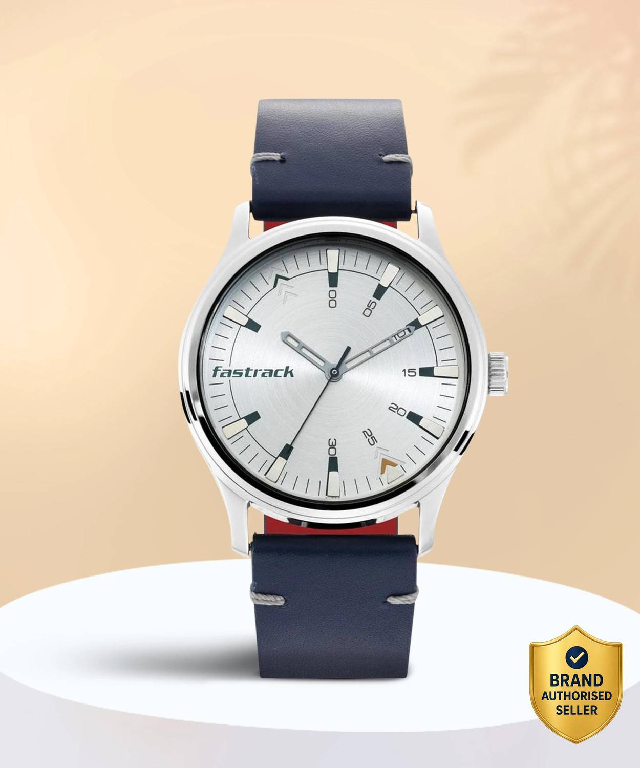 Fastrack NP3236SL01 Silver Dial Blue Leather Strap Watch - Image 1