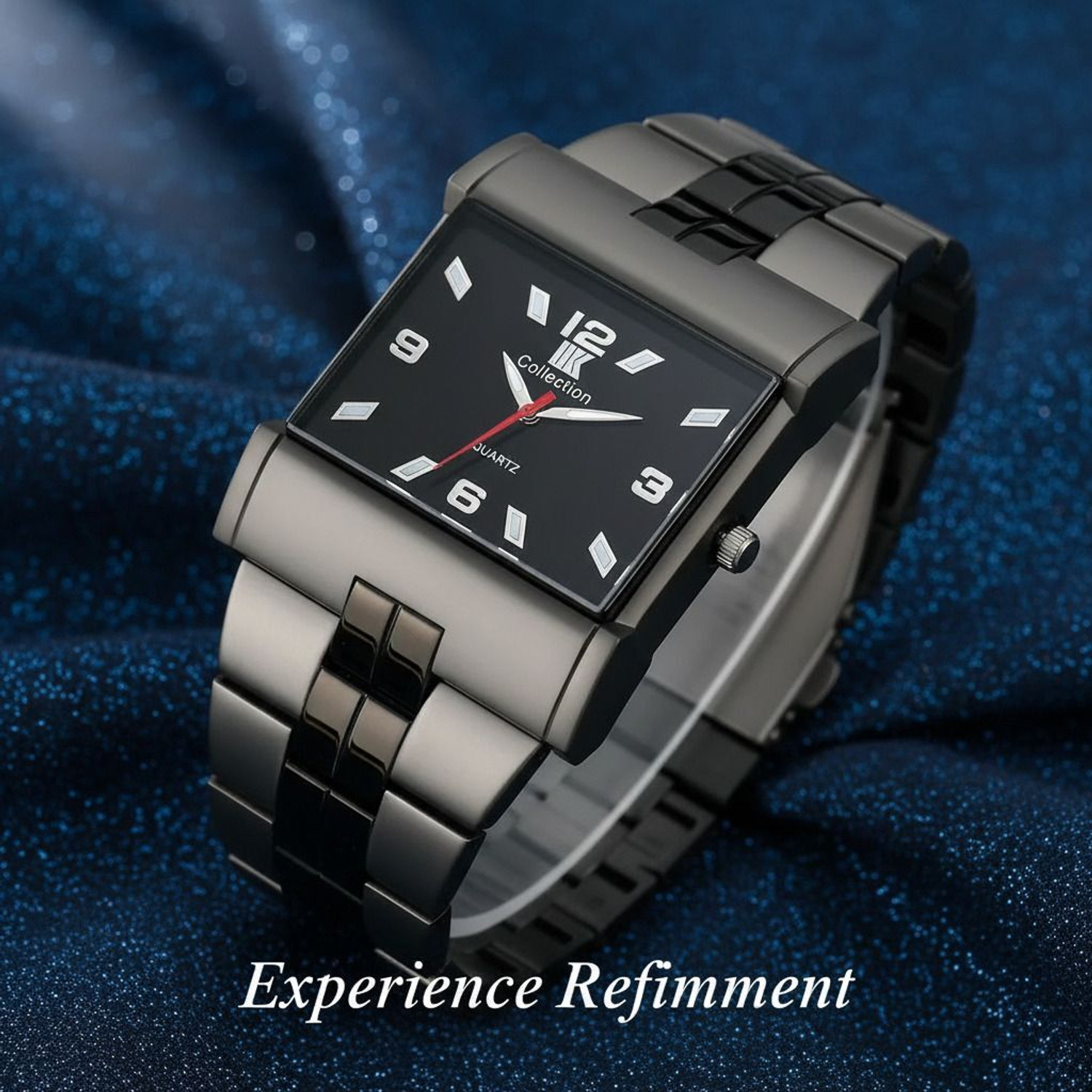 Image of IIK Collection IIK-027M Men's Watches Black Studded Big Dial with Multicolor Metallic Heavy Chain Strap Analog Watch - For Men