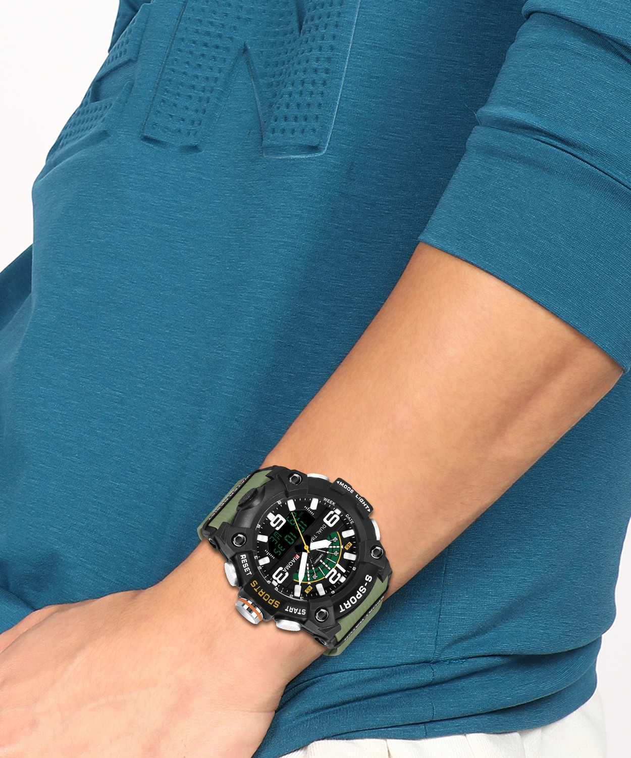 Image of Piaoma Analog-Digital Military Full Black Sports Fully Waterproof Analog-Digital Watch - For Men PMAGRNSCK0506