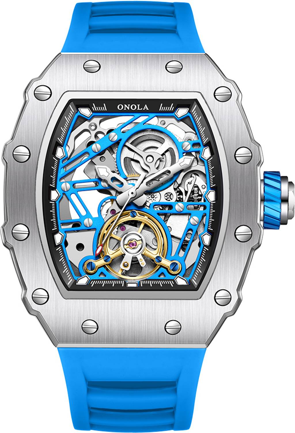 ONOLA Mens Automatic Mechanical Skeleton Dial Watch - Image 1