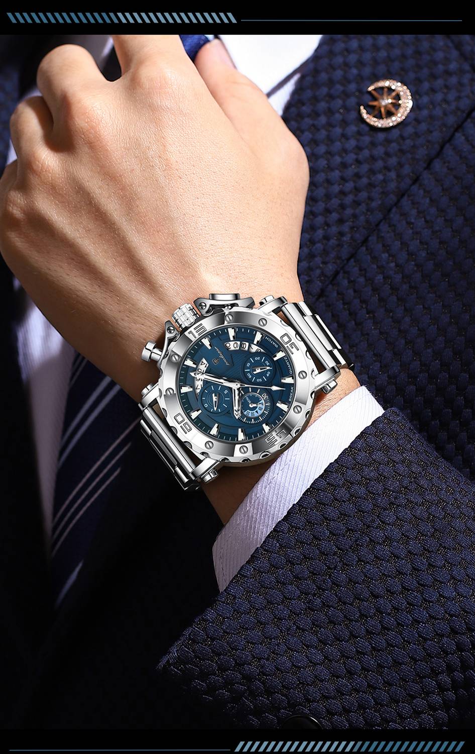 POEDAGAR PD892G-A Silver Analog Watch - Men - Image 5