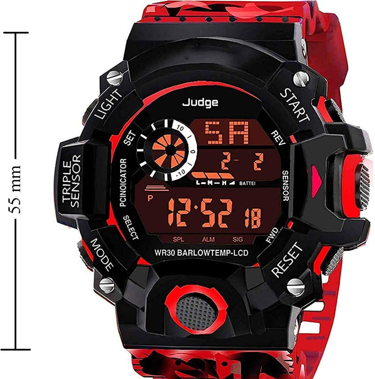 Image of selloria Red Strap 7 Lights Digital Watch - For Boys Digital Watch - For Boys